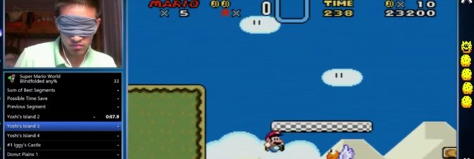 Giocatore finisce Super Mario World in 23 minuti... bendato!