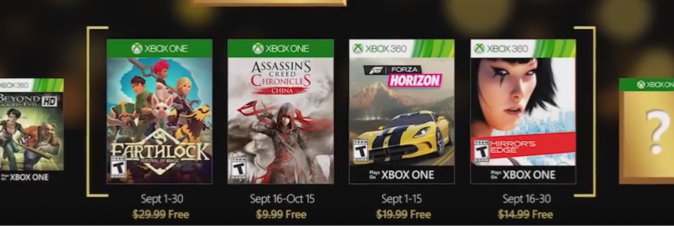 Annunciati i Games With Gold di Settembre