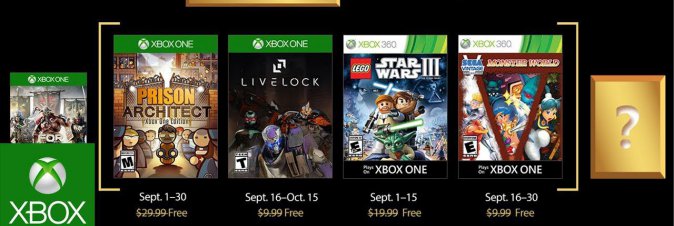 Annunciati i Games With Gold di Settembre
